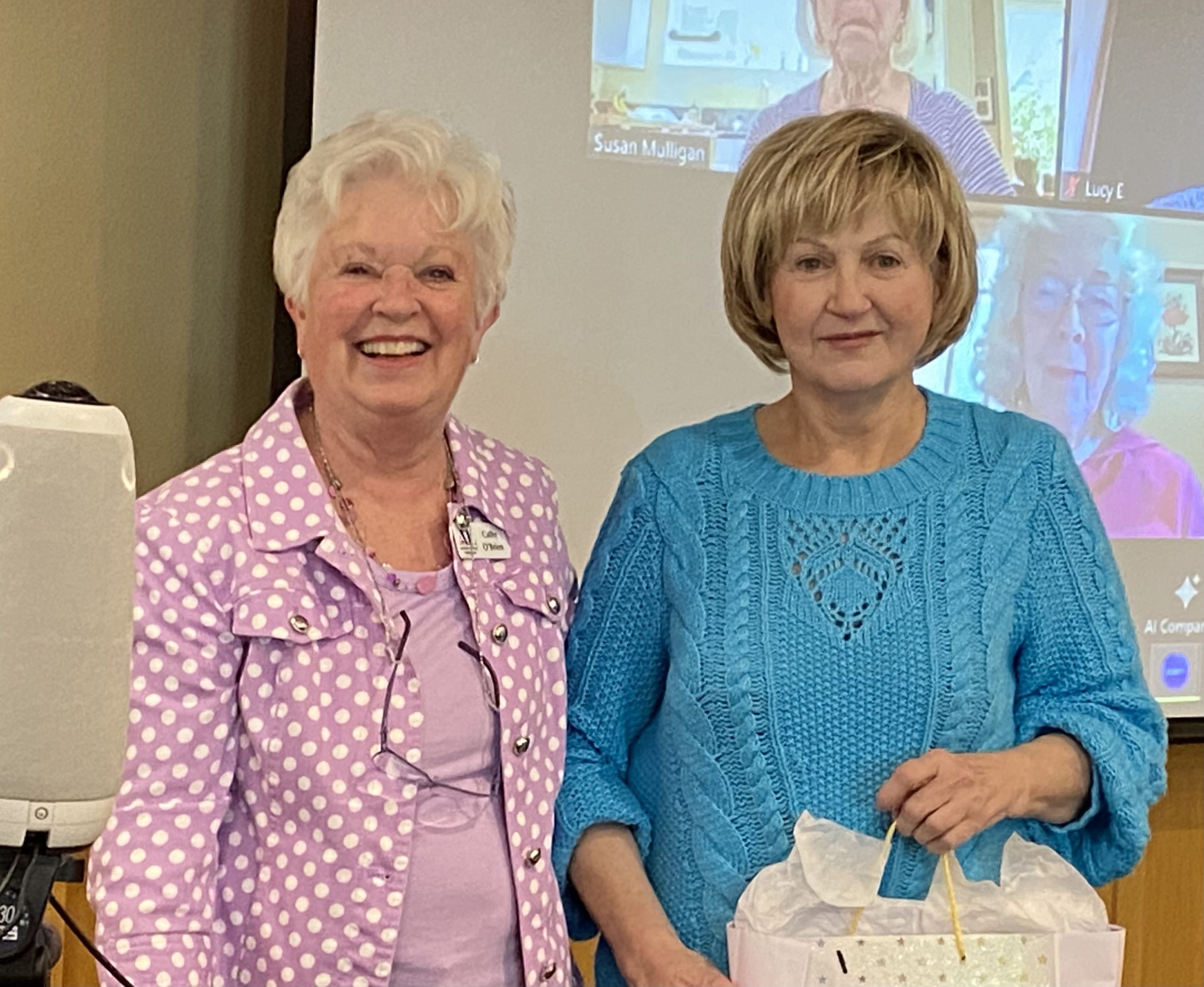 President Cathy O'Brien presents President's Award to Kathy Zielinski