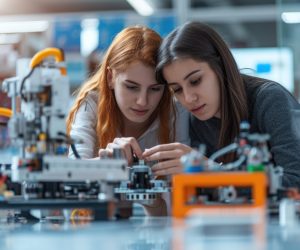 two girls working on science stuff