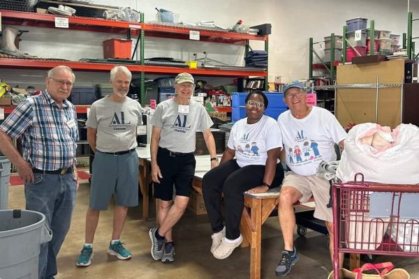 Volunteers at the donation door