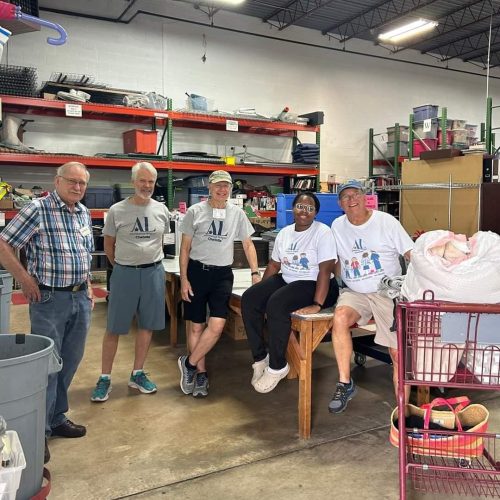 Volunteers at the donation door