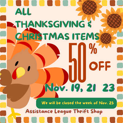 Thanksgiving and Christmas Sale = 50% Off