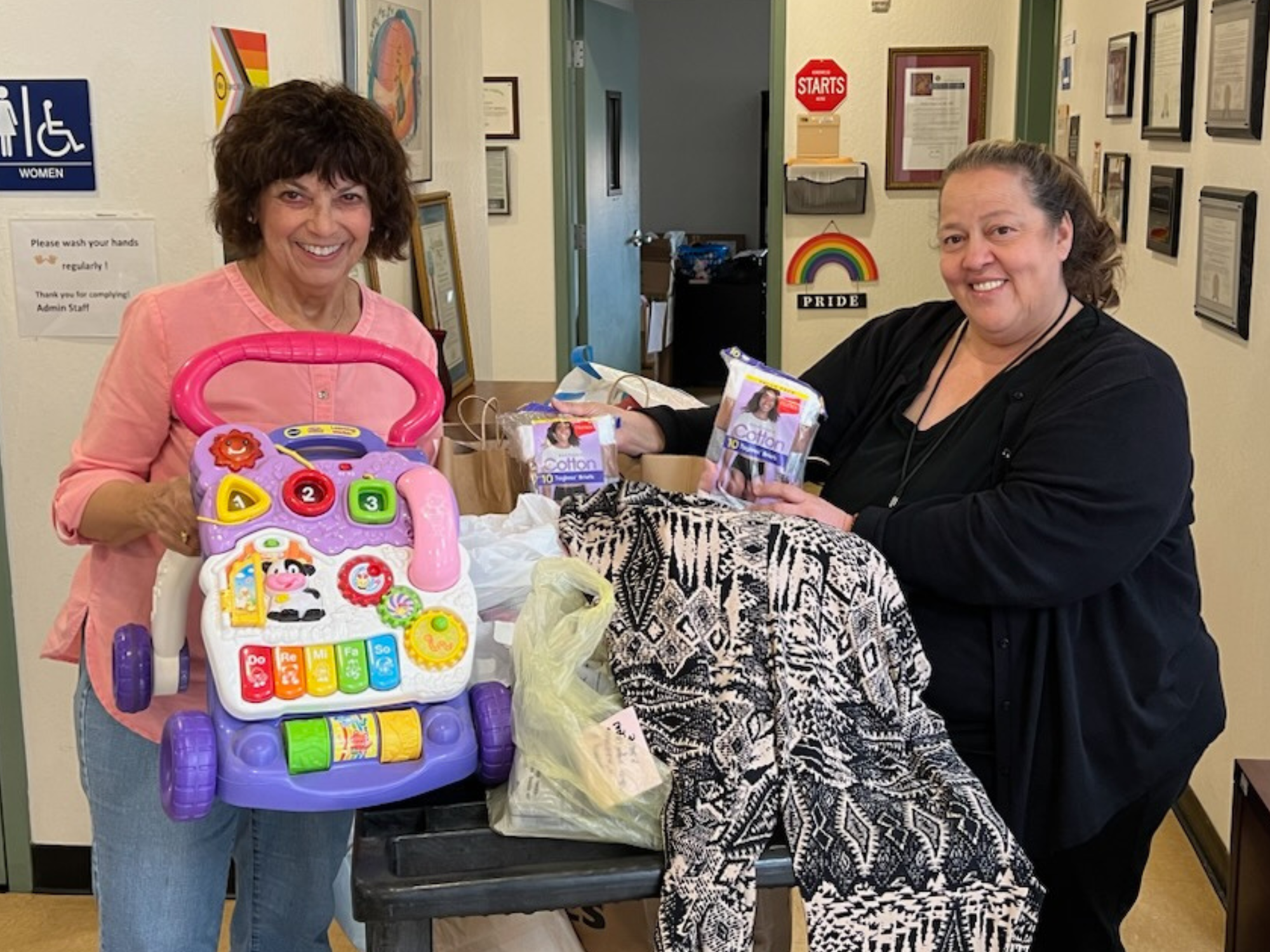 Delivery of clothing and toys to Parisi House on the Hill