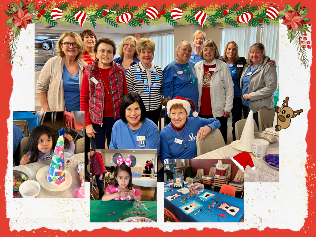 Volunteers and children at the Holiday Crafts event at Family Supportive Housing