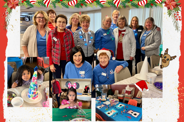 Volunteers and children at the Holiday Crafts event at Family Supportive Housing