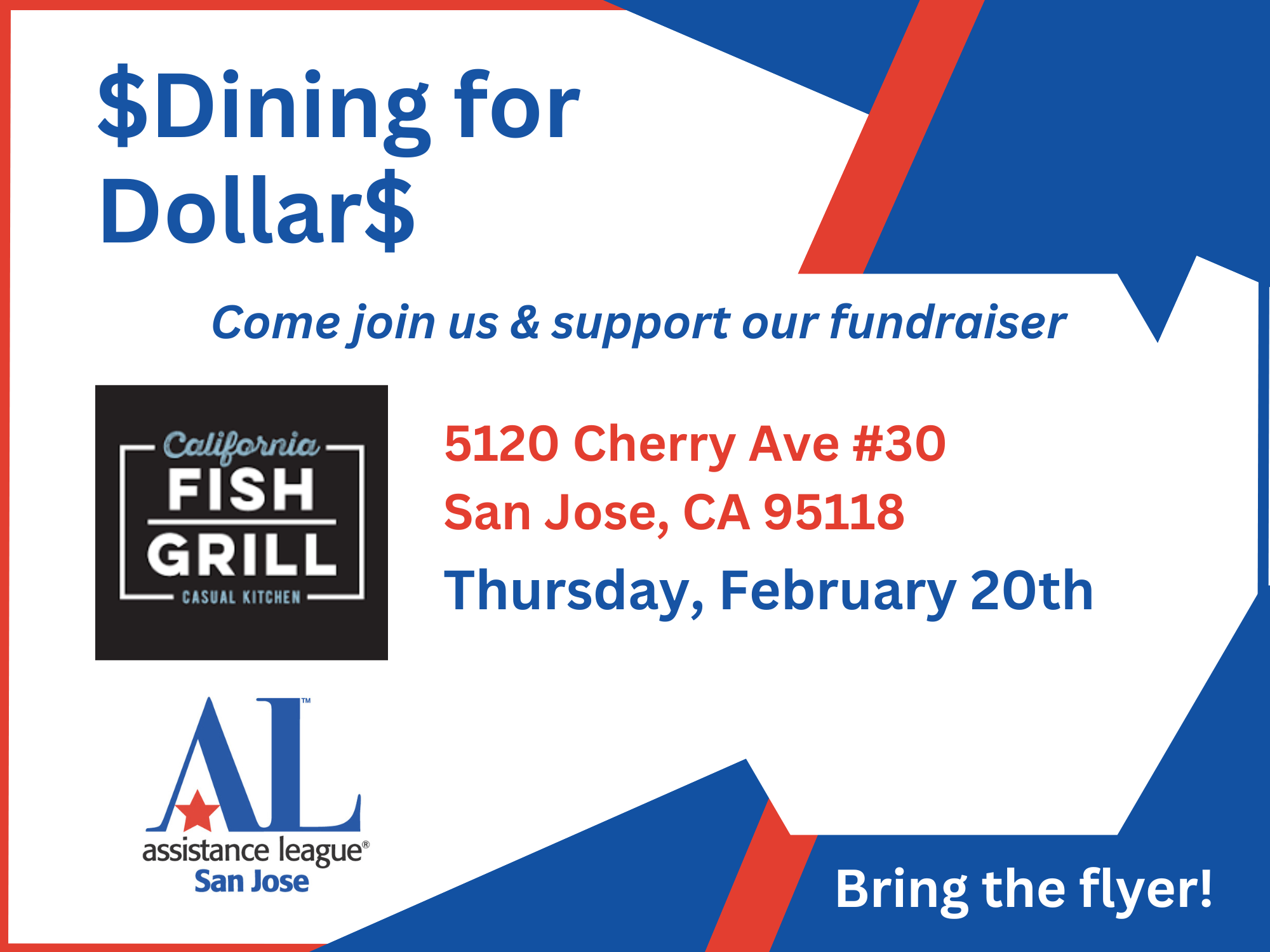 Dining for Dollars at California Fish Grill February 20