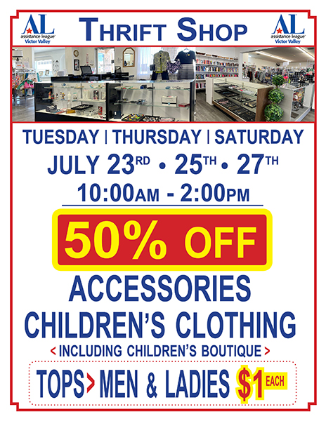 Thrift Shop Sale for July 23 • 25 • 27